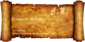 Czencz Milán névjegykártya